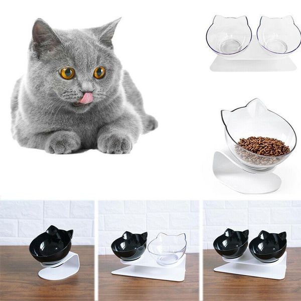 

double pet dog feeding bowl cat food snacks feeder water dispenser puppy dish