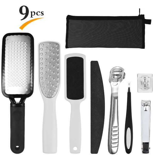 

pretty see 8 in 1 daily use professional pedicure tools sets stainless steel foot file foot rasp dead skin remover