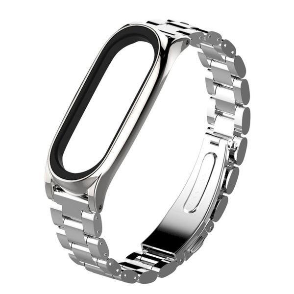 

for mi band 3 screwless bracelet strap stainless steel metal strap for mi band 3 wristband, Black;brown