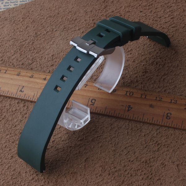 

soft silicone watchbands replacement sport band 20mm 22mm silicone rubber watchband dark green watch strap casual bracelets mens, Black;brown