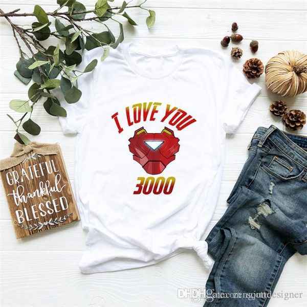 

мстители женщин лето дизайнер tshirts crew neck коротким рукавом мода женщины одежда i love вы распечатать повседневная одежда, White