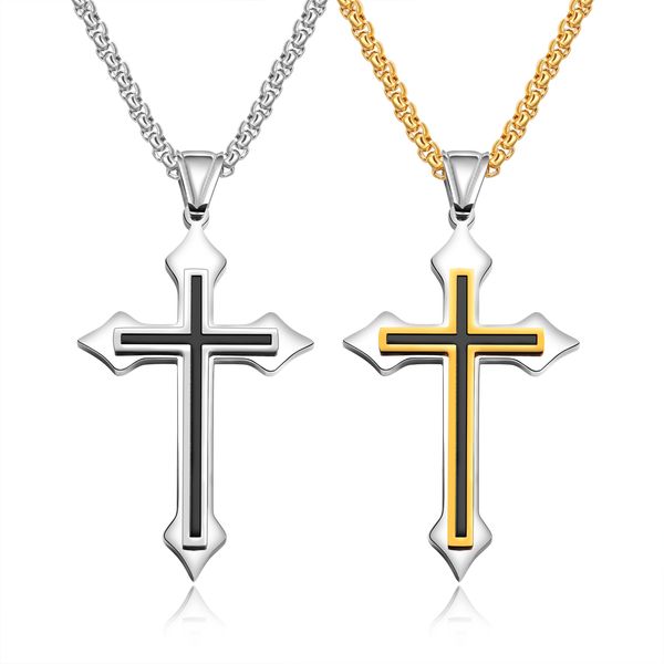 

2020 z1431 new stainless steel necklace classic cross pendant couple necklace for gift women /men necklace pendant, Silver