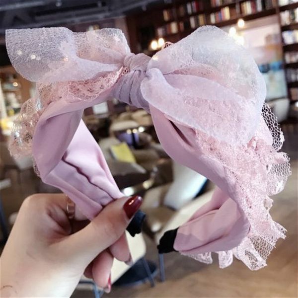 

lolita hair bows harajuku japan kawaii headband pink lace lolita style hair accessories floral gothic girls headbands