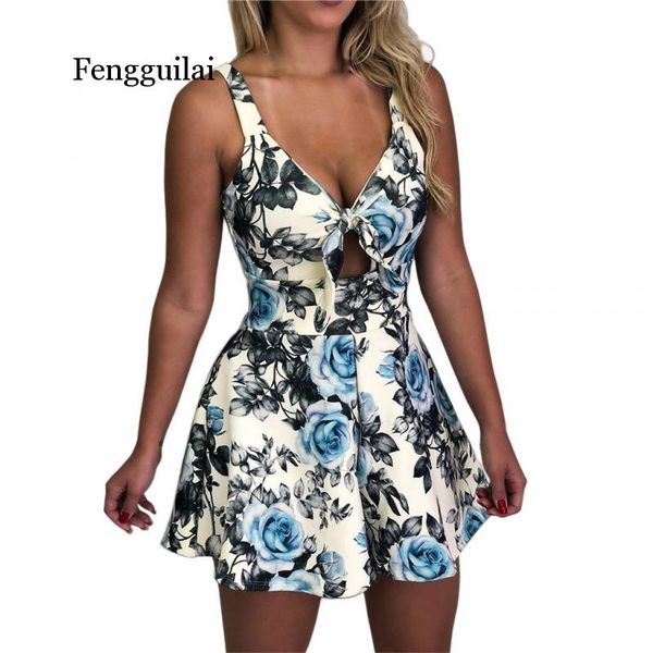 

комбинезон женщины комбинезон лето цветочный принт рукавов v шеи лук сексуальные старинные комбинезоны playsuit combishort, Black;white