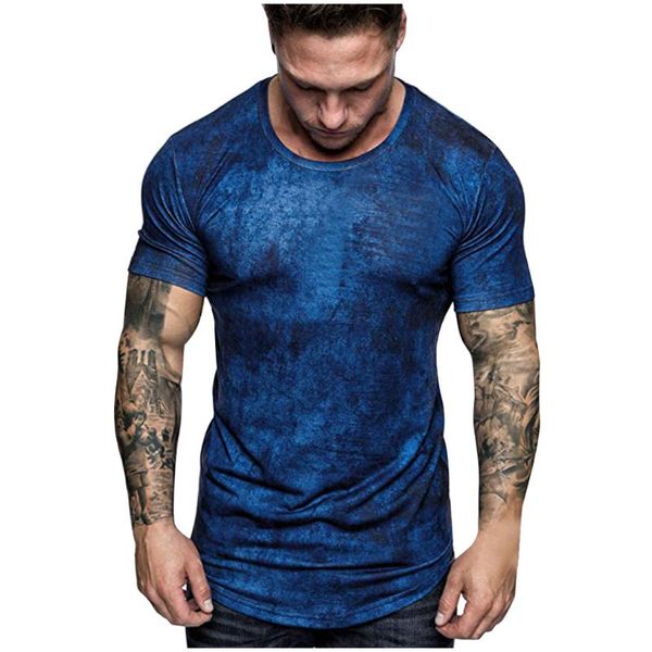 

men's t-shirts kancoold shirt summer casual short-sleeved printed tie-dyed old round fitness t-shirt cotton blouse mens shirts may, White;black