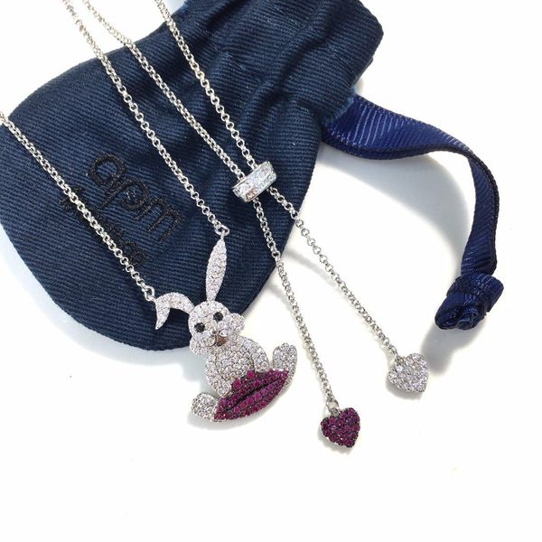 

rabbit red lips necklace bracelet earrings iced out chains jewelry necklace mens 14k gold chains rings cuban link chain, Silver