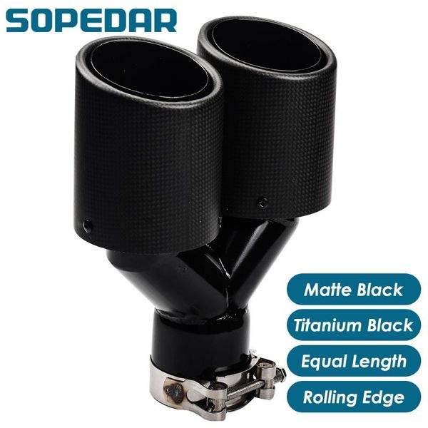 

sopedar car dual exhaust muffler tips rolling edge y model car exhaust matte black auto styling modification tail pipe ap21kr