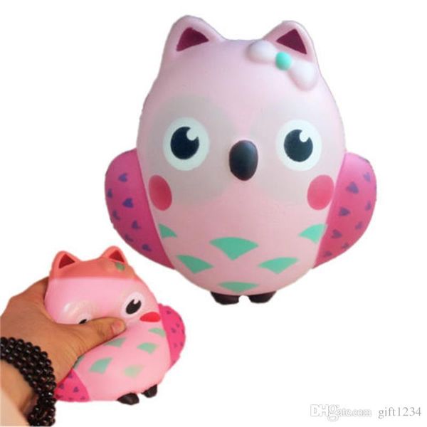 

squishy 13cm pink owl jumbo kawaii squeeze bird animal cute soft slow rising phone strap squeeze break kids toy relieve anxiety fun gift 330