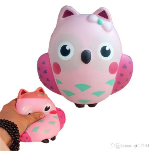 

squishy 13cm pink owl jumbo kawaii squeeze bird animal cute soft slow rising phone strap squeeze break kids toy relieve anxiety fun gift 330