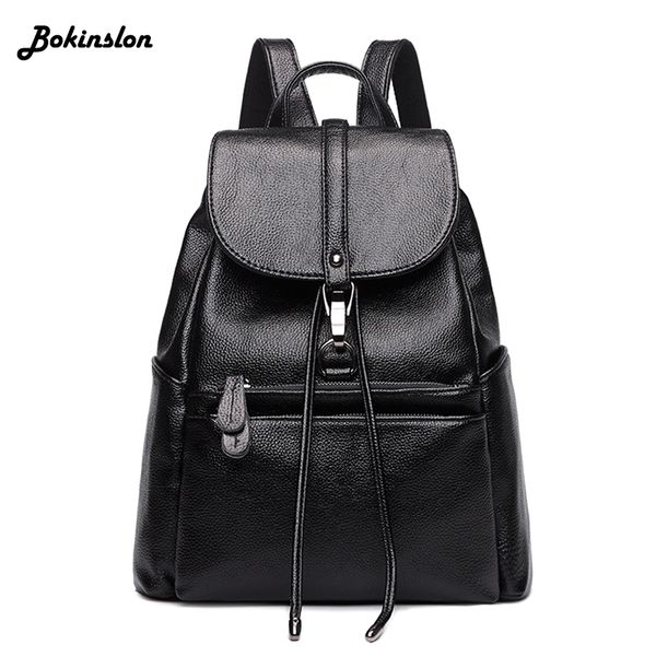 

bokinslon student schoolbag fashion women backpack multifunctional fashion split leather backpack casual ladies