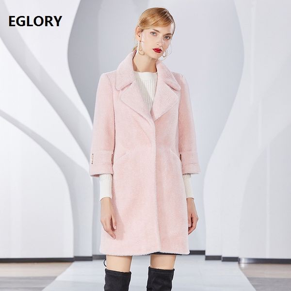 

casaco feminino 2018 winter warm wool cashere coat outerwear women covered button pocket patchwork casual white blue pink coats, Black