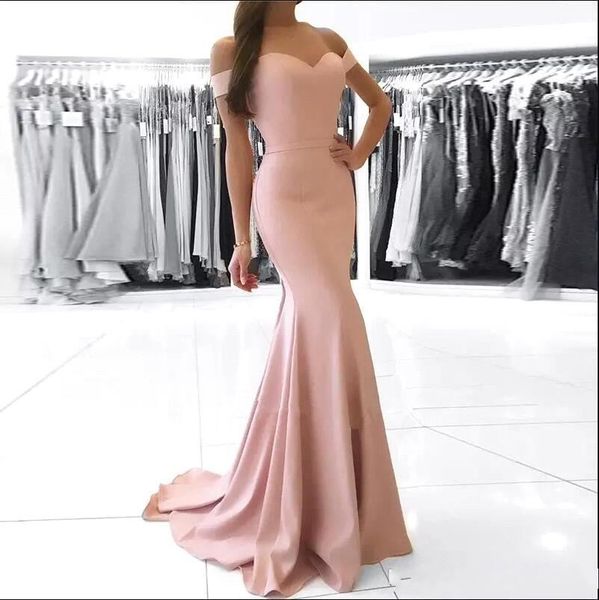 

2019 dusty pink off shoulder mermaid prom dresses eleagnt sheath evening gown long formal party pageant bridesmaid dresses bm0983, Black