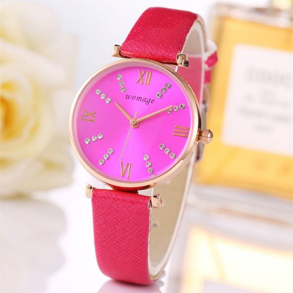 

new quartz classic romantic crystal wrist watch round dial wrist watch for women, Slivery;brown