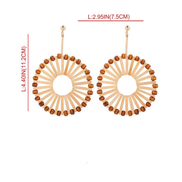 

wholesa european and american retro creative ethnic geometric long drop earrings for woman hand-carved wooden dangle earring fashion jewelry, Silver