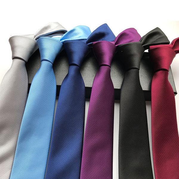 

6cm solid color wine blue black purple silver men's fashion narrow tie jacquard woven business ties for man 100% silk neckties, Blue;purple