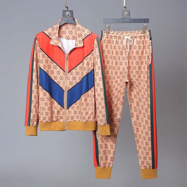 

2019 new cotton winter luxury new sportswear men's luxury sportswear suit fall brand men's jogging suit jacket + pants suit sport, Gray