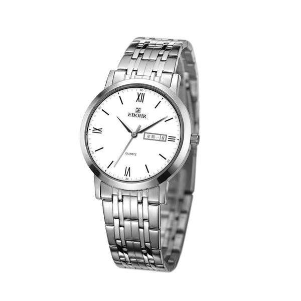 

ebohr brand men's watch fashion men's quartz watch bracelet casual clock gift luxury 2019 new style ebohr 70200119, Slivery;brown