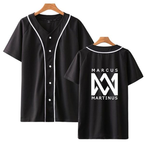 

new kpop marcus &martinus baseball jacket tee short sleeve kpop hip hop women/men ouewear casual summer clothes plus size, Black;brown