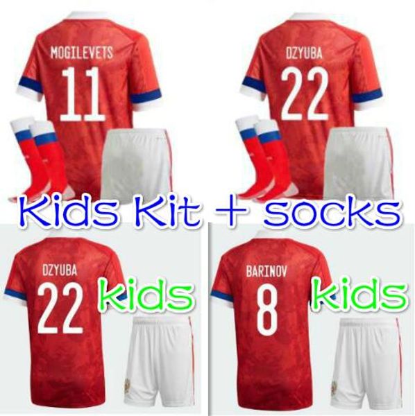 

20/21 russia soccer jersey shorts cup 2020 kids kit + socks russian dzagoev kokorin glushakov football shirts men's soccer uniforms, Black;yellow