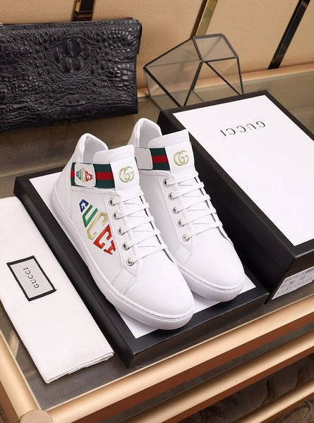

leather high sneakers shoes women,men red bottom casual party leisure flats famous dress walking with box, Black