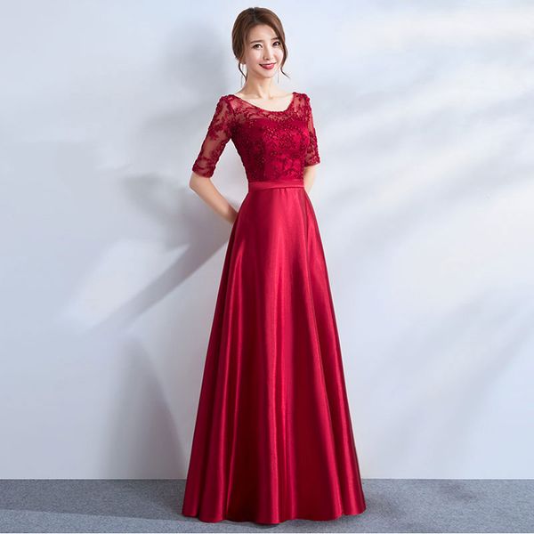 

новое поступление вечерние вечерние платья vestido де festa a-line платье выпускного вечера robe de soiree с половиной рукавов кружева атлас, Black;red