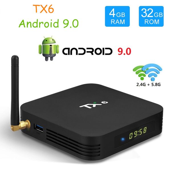 

tx6 tv box android 9.0 4gb 32gb ddr3 allwinner h6 emmc 2.4g5g wifi bluetooth 4.2 smart set box