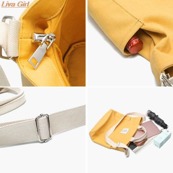 

korean version art messenger canvas shoulder bag simple art slanting handbags large capacity-zipper closure bag feme