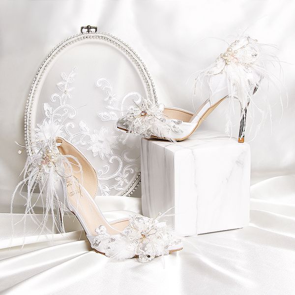 2020 Stylish Pearls Flat Wedding Shoes For Bride Prom High Heels