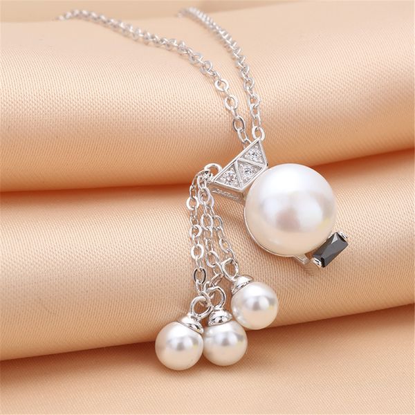 

creative tassel pearl pendant necklace settings mounting 100% solid 925 sterling silver semi mount women's diy jewelry finding gift dz0