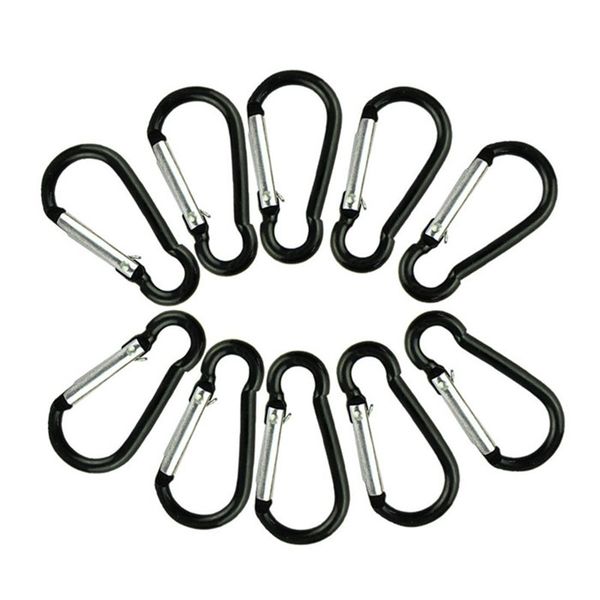 

10x black s carabiner camp snap clip hook keychain keyring hiking climbing safety & survival z0528 survival bracelets