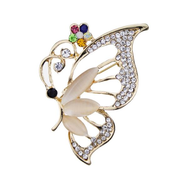 

2020 designer brooch sweet lady crystal brooch sweater ornaments clothing accessories brooch pin shawl butterfly buckle color jewelry, Gray