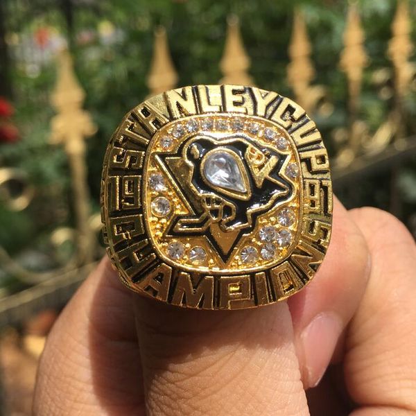 

1991 pittsburgh penguins crosby stanley cup hockey championship ring set men fan souvenir gift wholesale 2019 dropshipping, Golden;silver