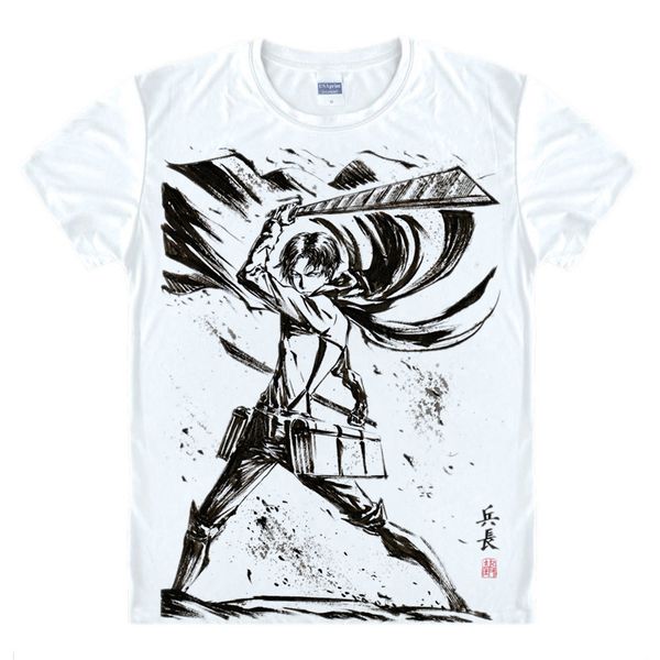 

anime eren jaeger t-shirt cartoon print ken kaneki tokyo ghoul t shirt traditional chinese ink-wash painting modern ink and wash y200611, White;black