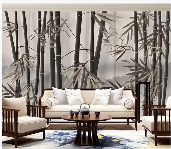 

wallpaper for walls 3 d for living room retro bamboo forest tv sofa art background wall