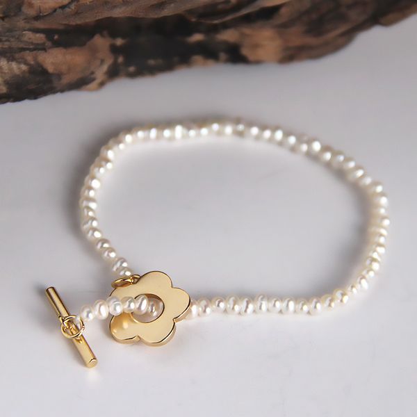 

silvology 925 sterling silver natural freshwater pearl flower bracelets for women o t buckle cuff bracelets 925 festival jewelry, Black