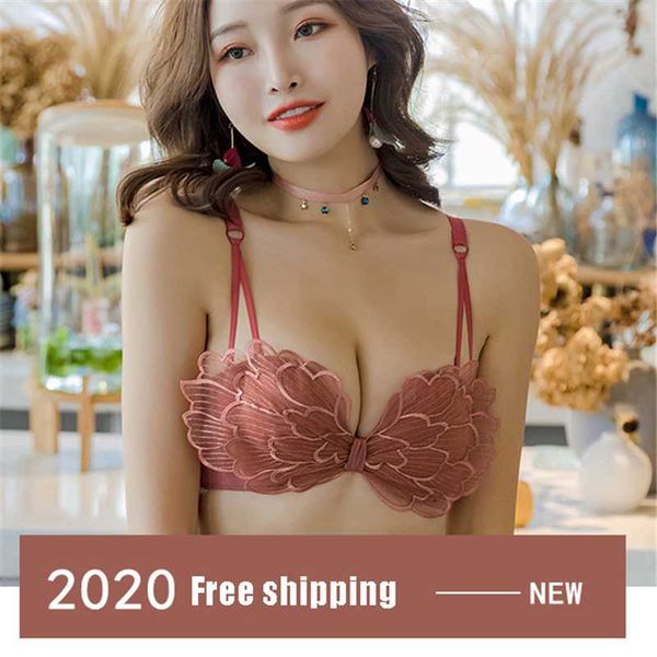 

2020 lingerie bra wings lace bralette deep v 1/2 cup wire underwear wedding dress push up bra ing, Red;black