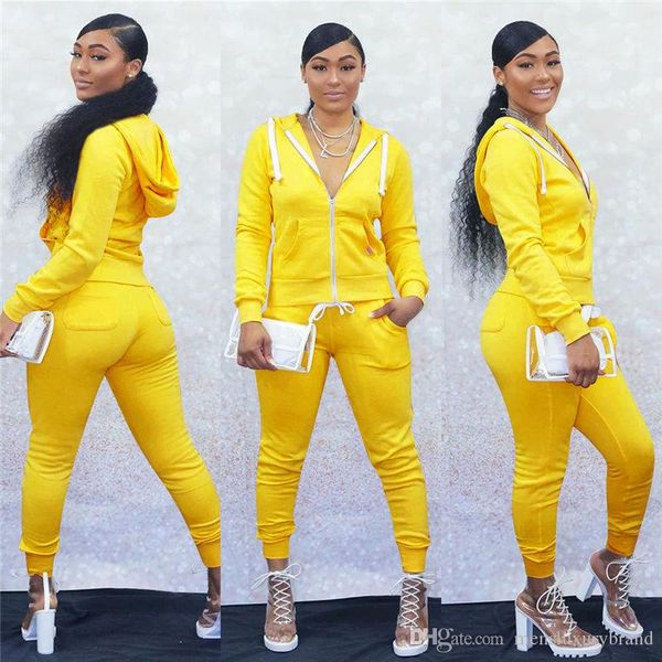 

версия для печати женские обшитую панелями soprts костюмы сплошные цвета с капюшоном женщин с длинным рукавом два кусочка костюмы толстовки, Gray