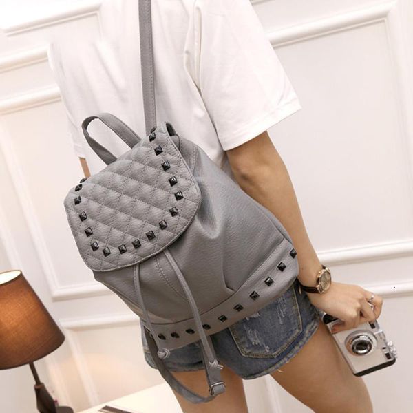 

rivet string cover washed leather backpack women female teenage girl backpack school mochila feminina sac a dos femme back pack