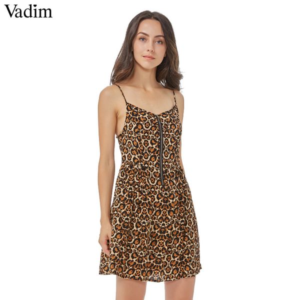 

vadim сексуального zipper базового леопарда ремень спагетти платья backless переключение передач платье без рукавов случайного платья qz513, Black;pink