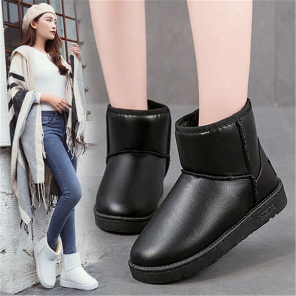 

women waterproof snow boots female winter plush keep warm ankle boots non-slip comfort girl cotton shoes zapatos de mujer, Black