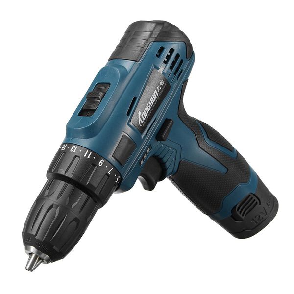 Lomvum 12V Li-Ion Cordless Electric Hammer Broca Motorista Kit Mão LED ajustável 2 Speed