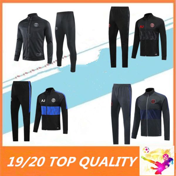 

2019 2020 parit maillot de foot survetement soccer jacket training suit 19 20 psg mbappe cavani verratt maillot de football tracksuit, Black