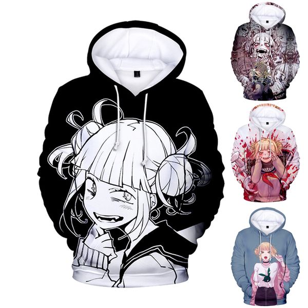 

japan anime boku no hero academia hoodie sweatshirts women men harajuku casual sweatshirts cartoon himiko tog pullover hoodies, Black