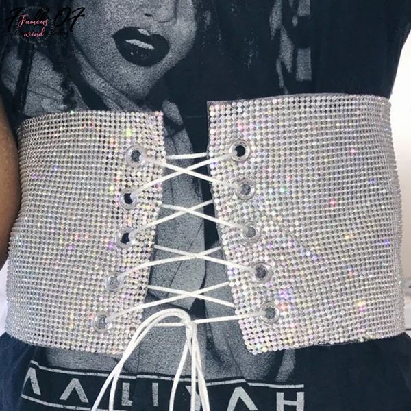 

women metal chain crop crystal womens bandages diamond sparkly sequins hollow plain linen backless nightclub party vest belt, White