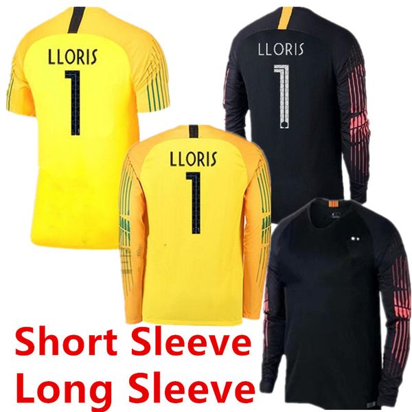 

2019 two stars 2 pogba griezmann mbappe home soccer jersey yellow black gk goalkeeper lloris long sleeve football shirt fff maillot de foot, Black;yellow