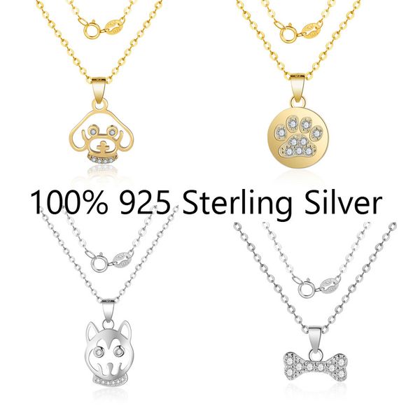 

fabulous 100% real 925 sterling silver pet dog bone husky charm pendant necklace for women female wholesale gift