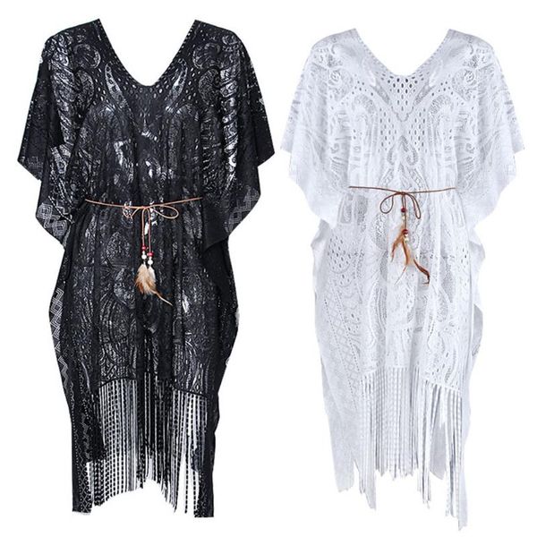 

summer women cover ups lace crochet bikini white blouse hollow out v-neck beach cover-up swim wear moda praia feminina#y3