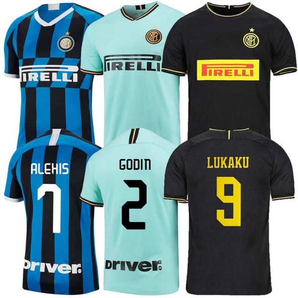 

thailand alexis lukaku lautaro skriniar inter 2019 2020 milan soccer jersey calcio godin barella jerseys 2019 2020 soccer shirts, Black;yellow