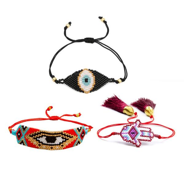 

evi eye seed beads bracelet kit woven good luck adjustable amulet charms jewelry 649d, Black