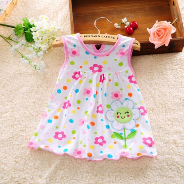 

cute baby girl dress cotton regular dot sleeveless a-line dresses floral appliques casual clothing princess 0-24 months, Red;yellow